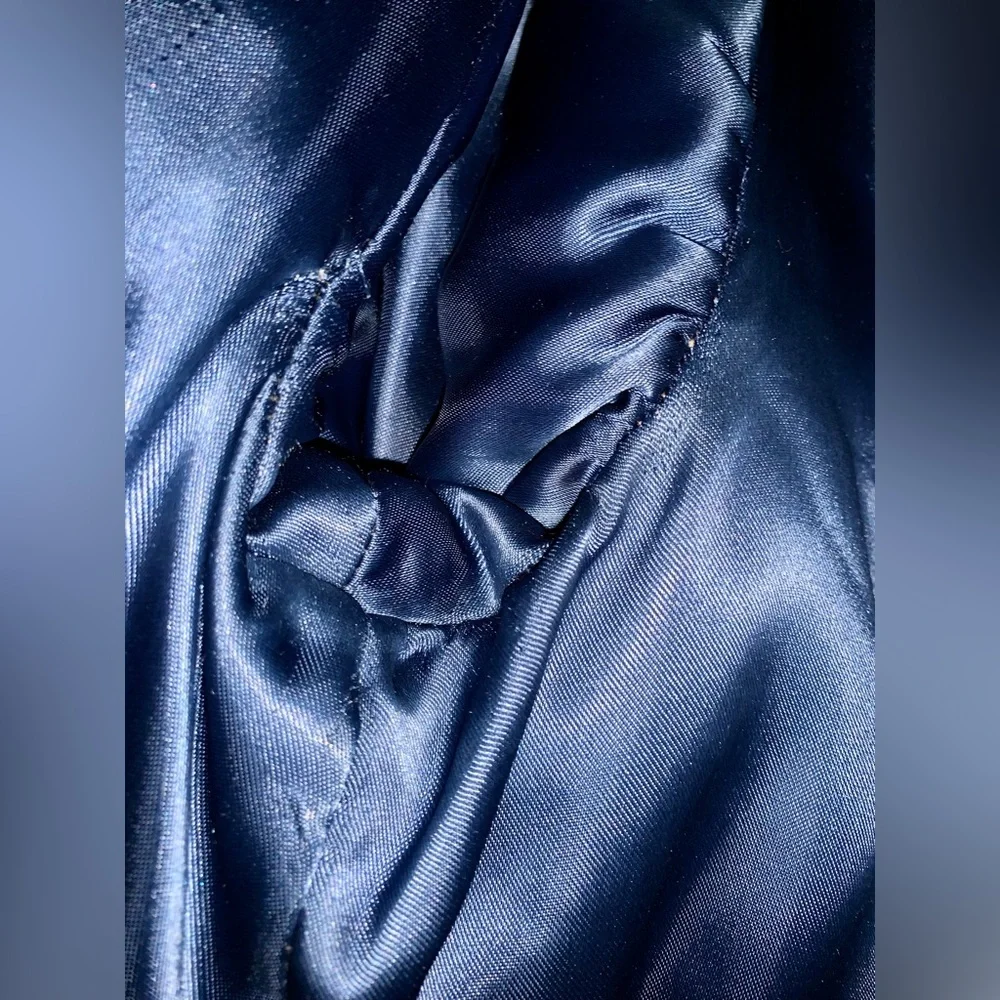 Penny Lane Blue Textured Lined (Fox?) Fur Trim Union Made Swing Coat - Picture 7 of 14